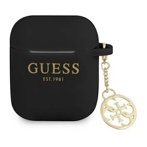Guess AirPods cover czarny Silicone Charm 4G