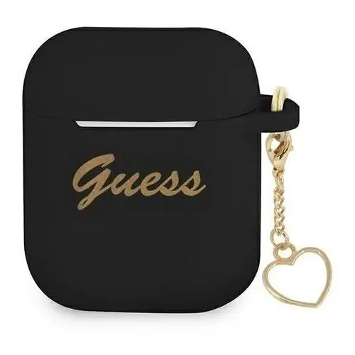 Guess airpods cover czarny silicone charm heart