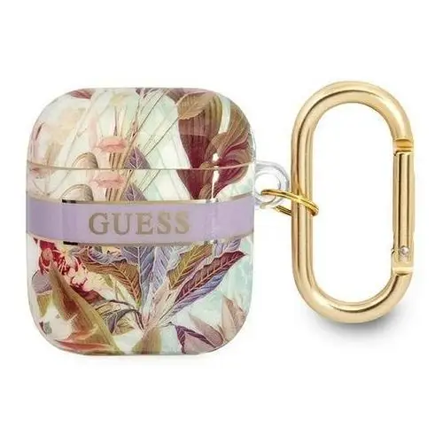 Guess AirPods cover fioletowy Flower Strap