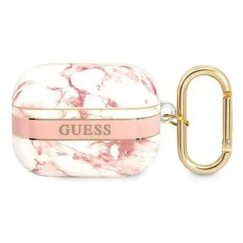 Guess airpods pro cover różowy marble strap
