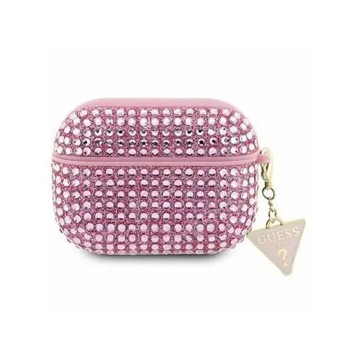 Etui guaphdgtpp apple airpods pro cover różowy/pink rhinestone triangle charm guess Guess