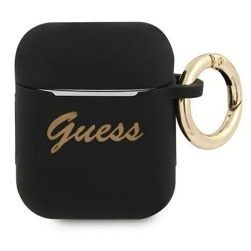 Guess gua2sssk airpods cover czarny/black silicone vintage script