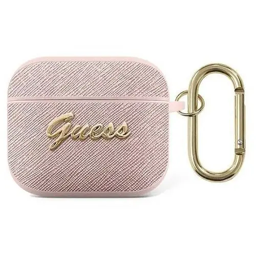 Guess gua3sasmp airpods 3 cover różowy/pink saffiano script metal collection
