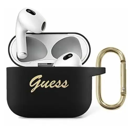 Guess gua3sssk airpods 3 cover czarny/black silicone vintage script