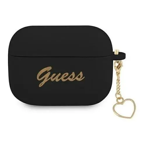 Guaplschsk airpods pro cover czarny/black silicone charm heart collection Guess