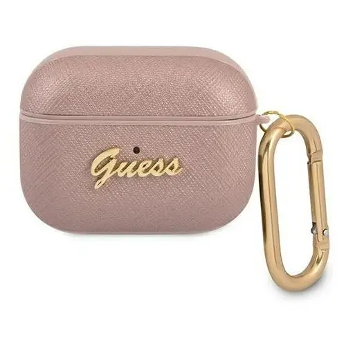 Guess guapsasmp airpods pro cover różowy/pink saffiano script metal collection