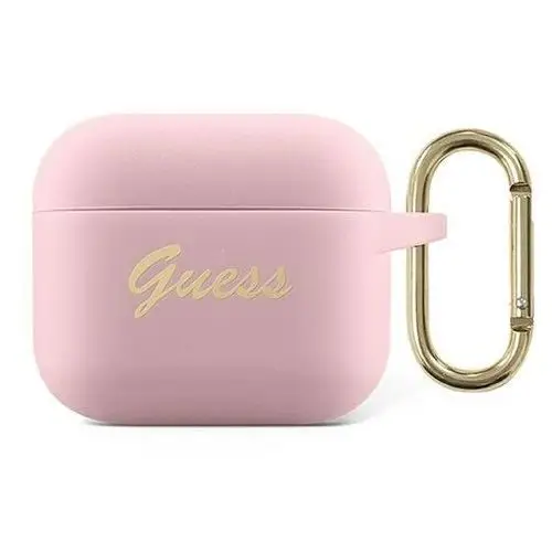 Guapsssi airpods pro cover różowy/pink silicone vintage script Guess