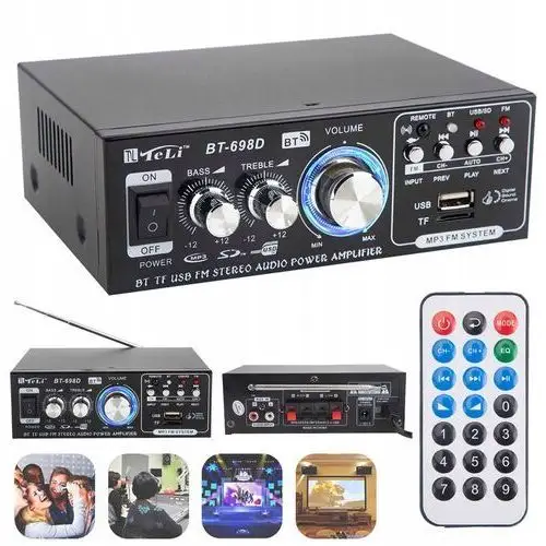 Hifi Stereo Amplifier 180W+180W Bluetooth Mini Audio Player 2 Kanały