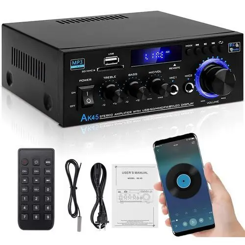 Hifi Stereo Amplifier 40W+40W Bluetooth 5.0 Mini Audio Player AK45