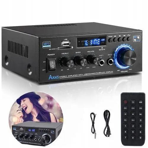 Hifi Stereo Amplifier 40W+40W Wejście Bluetooth 5.0 Rca Sd Wejście Usb