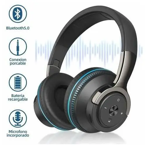 Bezprzewodowe słuchawki nauszne bluetooth, słuchawki bluetooth z głębokim basem hi-fi i 24-godzinnym czasem odtwarzania, wbudowany mikrofon, czarne Inny producent