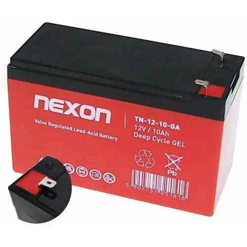 Czerwony Smukły Akumulator NEXON żelowy GEL 12V 10Ah UPS ROWER POJAZD