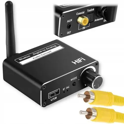 Konwerter audio z Coaxial Toslink Bluetooth USB na AUX DAC HiFi