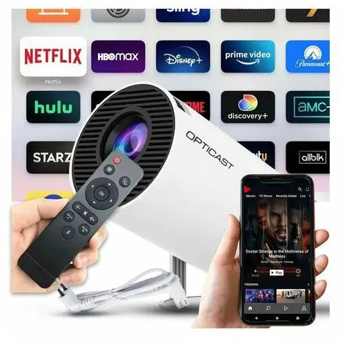 NOWY PROJEKTOR PRZENOŚNY RZUTNIK ANDROID TV WIFI HDMI BT + PILOT ver. 2024