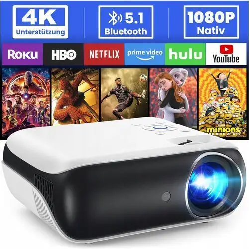 Projektor LED HOPVISION FULL HD 4K BLUETOOTH 9500 LM przenośny z głośnikiem