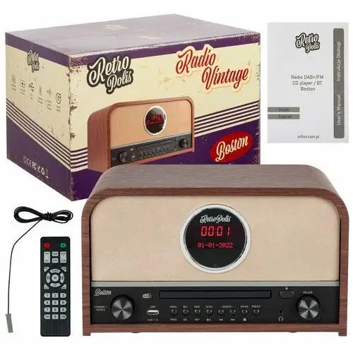 Radio cyfrowe retropolis boston retro vintage usb bluetooth odtwarzac cd brązowe Inny producent