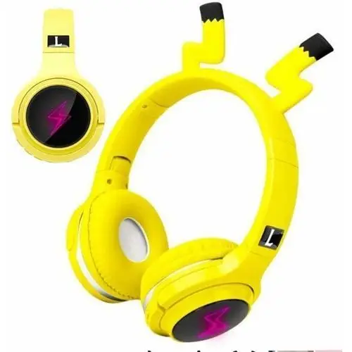 Słuchawki nauszne ŚWIECĄCE USZY składane LED PIKACHU żółte DLA DZIECI Kipps