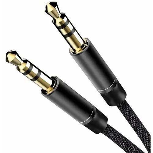 WZMACNIANY KABEL AUDIO NYLON AUX MINI JACK 3,5MM SOLIDNY W OPLOCIE