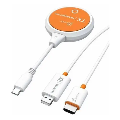 J5 create , nadajnik i odbiornik audio/video bezprzewodowy, screencast usb-c wireless display hdmi extender; kolor biały jvaw62-n