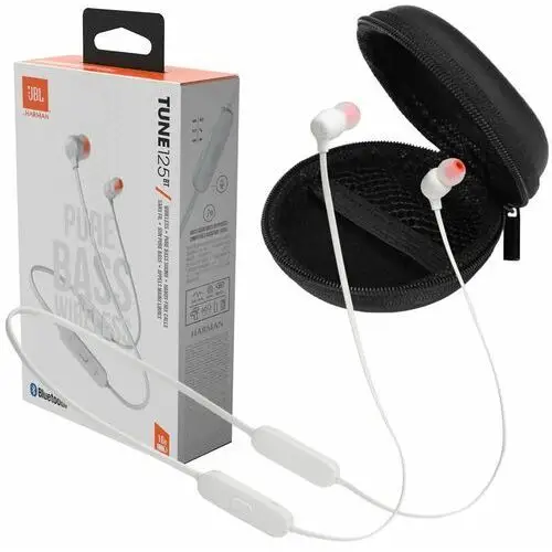 Słuchawki tune 125bt pure bass white + etui na słuchawki przewodowe czarne Jbl