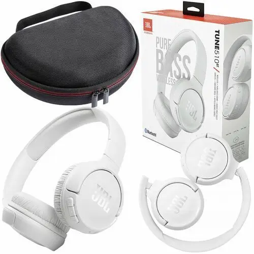 Słuchawki JBL Tune 510BT Białe + Etui na słuchawki nauszne JBL BT450 460 500 600 czarne