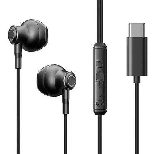 Joyroom Zestaw słuchawkowy słuchawki douszne usb-c kabel 1.2m czarne
