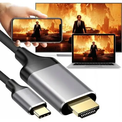 Kabel Przewód Adapter Przejściówka Usb-c 3.1 Typ C Do Hdmi 4K Mhl 200cm 2M