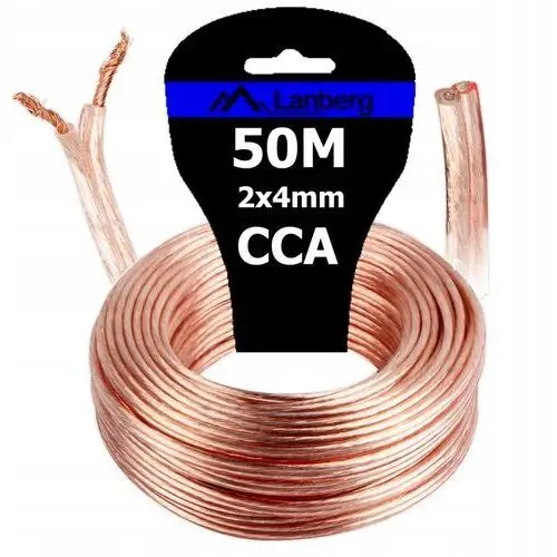 Kabel Przewód Głośnikowy Dwużyłowy Car Audio Hq Cca 2x4MM 50M