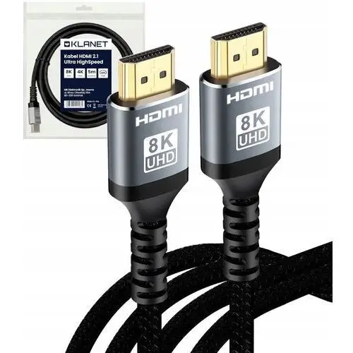 Kabel Przyłącze Hdmi 2.1 Premium Ultra 8K 4K 144Hz 5M Plecionka