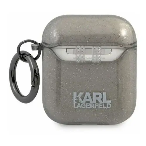 Karl lagerfeld choupette head glitter - etui airpods (czarny)