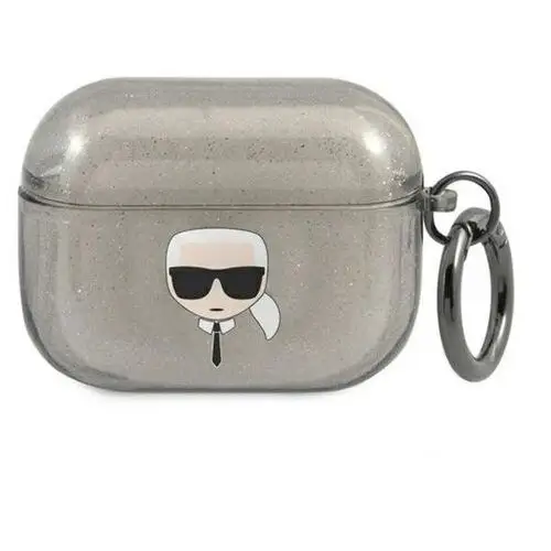Karl Lagerfeld Karl Head Glitter - Etui Airpods Pro (czarny), KLAPUKHGK