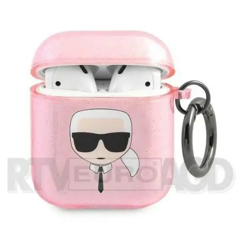 Kla2ukhgp glitter karl`s head airpods cover (różowy) Karl lagerfeld