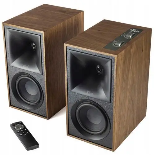 Klipsch The Fives Kolumny Aktywne Podstawkowe Bluetooth Pilot Orzech Walnut, kolor orzech