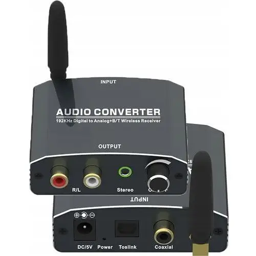 Konwerter dźwięku cyfrowego na analogowy 192 Khz Toslink Coaxial Bluetooth