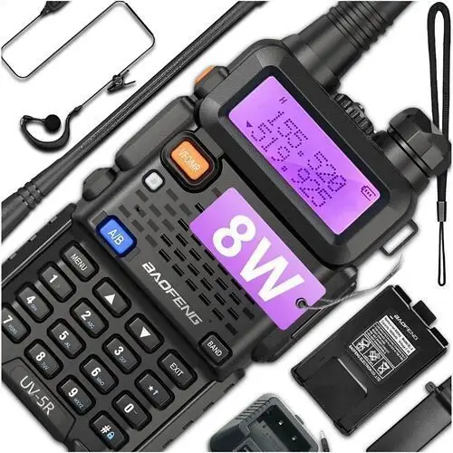 Krótkofalówka Baofeng UV-5R 8W Pmr Fm Walkie Talkie Radiotelefon +słuchawka