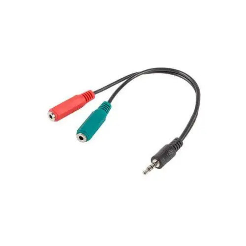 Kabel adapter minijack 3,5mm 4-pin (m) - > 2x minijack 3,5mm 3-pin (f) (słuchawki + mikrofon) 0,2m czarny Lanberg