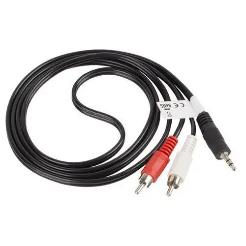 Kabel audio Lanberg stereo minijack - 2x Chinch M/M 1,5m, CA-MJRC-10CC-0015-BK