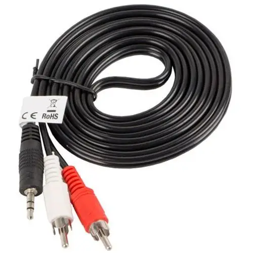 Kabel audio Lanberg stereo minijack - 2x Chinch M/M 2m, CA-MJRC-10CC-0025-BK