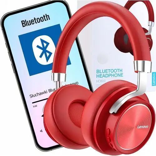 Lekkie Czerwone Słuchawki Lenovo Bezprzewodowe Bluetooth Mikrofon Do Rozmów