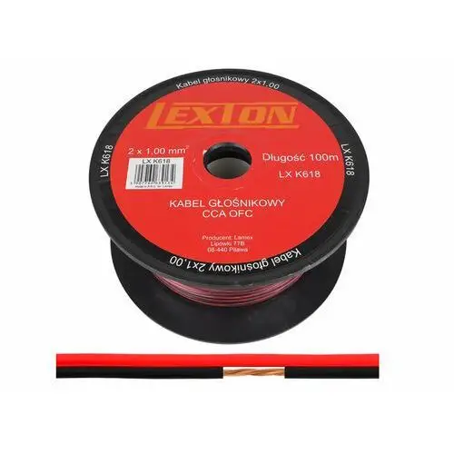 Lexton Kabel głośnikowy 2 x 1,00 cca, czarno-czerwony