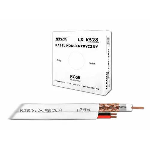 Kabel koncentryczny rg59 + 2x0.5cu 100m Lexton