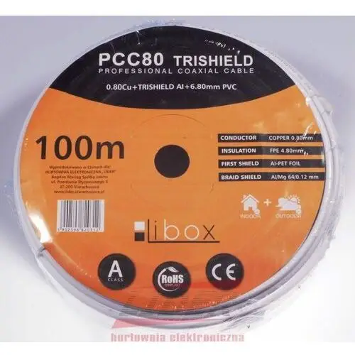 Libox kabel koncentryczny pcc80 żyła 0,8mm cu 100m
