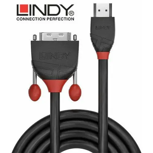 Lindy Black Line 36270 - Kabel HDMI - DVI-D Single Link – 0,5m 0,5m ✦ SALON ✦ ZAPYTAJ O RABAT ✦ RATY 30x0%