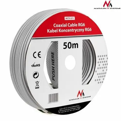 Kabel Maclean koncentryczny satelitarny 1.0CCS RG6 50m (MCTV-571)