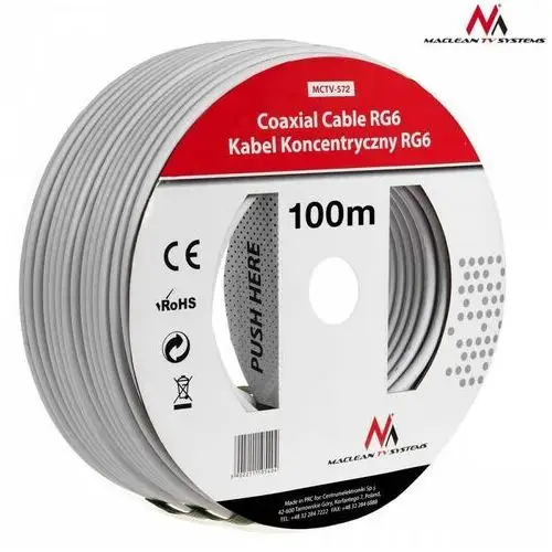 Maclean kabel przewód koncentryczny satelitarny 1.0ccs rg6 100m mctv-572