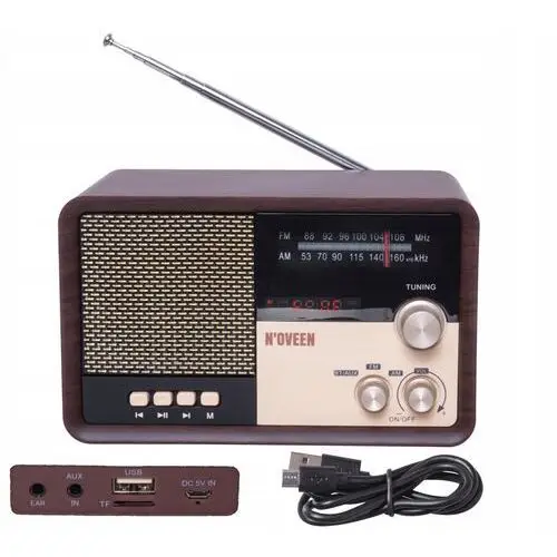Mini Radio Akumulator Przenośne drewno retro