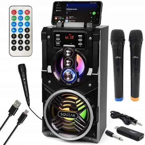 Mobilny Głośnik Boombox Bluetooth Fm 3 mikrofony