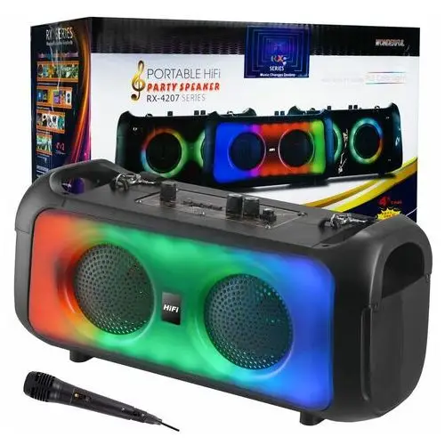 Mocny Głośnik Bluetooth Przenośny Boombox Mikrofon Usb Sd Radio Fm Karaoke