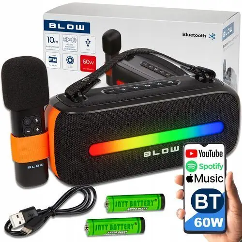 Mocny Głośnik Bluetooth Sd Usb Aux Radio Przenośny Wieża Boombox Mikrofon