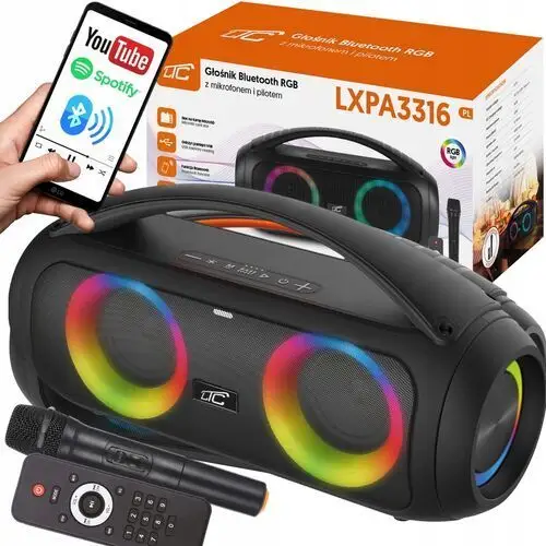 Mocny Głośnik Boombox Bluetooth Przenośny Bezprzewodowy Karaoke Mikrofon